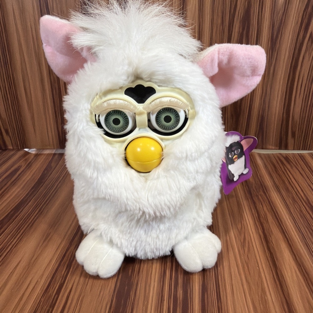1998 Furby White Snowball W/Green Eyes Tiger Electronics PARTS/REPAIR ONLY